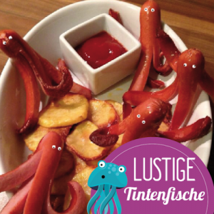 Lustige Tintenfische mit selbstgemachten Chips